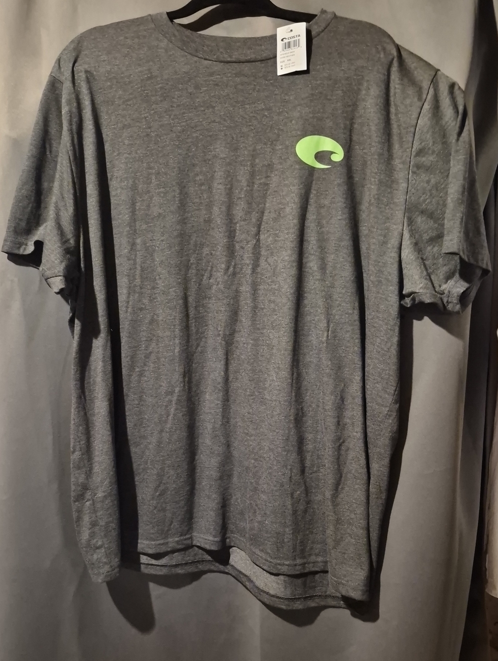 Costa Gray Short-Sleeve Tee with Neon Green Logo - Men